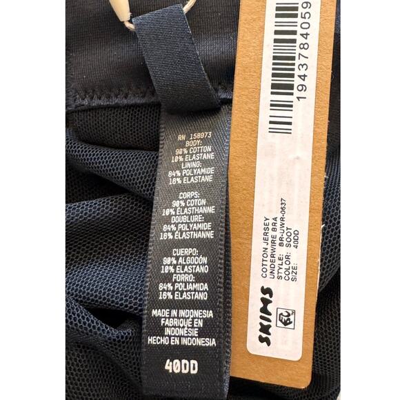 NEW SKIMS Soot Stretch Cotton Jersey Underwire T-Shirt Bra Size 40DD - Picture 5 of 5
